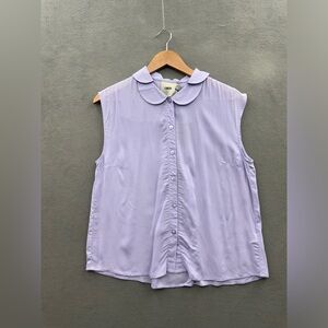 ASOS Women’s 6 Purple Semi Sheer Blouse Sleeveless Petal Collar NWT